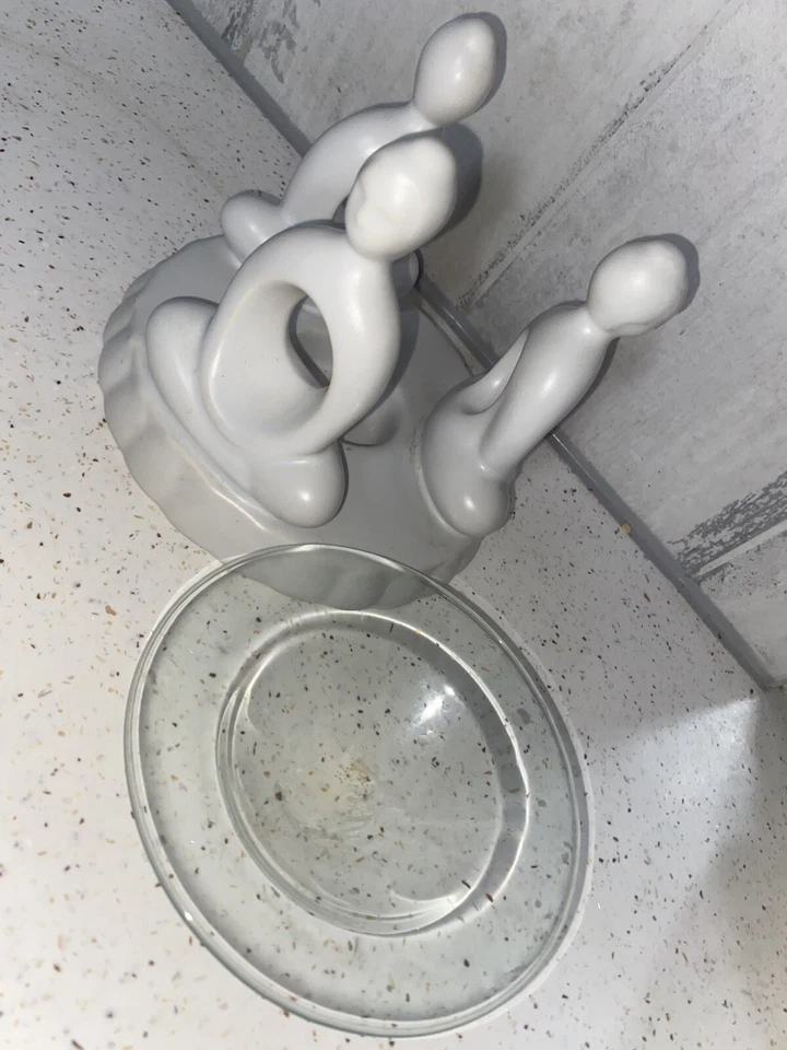 Bougie chauffe-plat céramique/verre blanche Party Lite huile cire fondue brûleur Bouddha - Photo 4/4