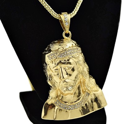 Jesus Chain Big Bust Iced Simulated CZ 