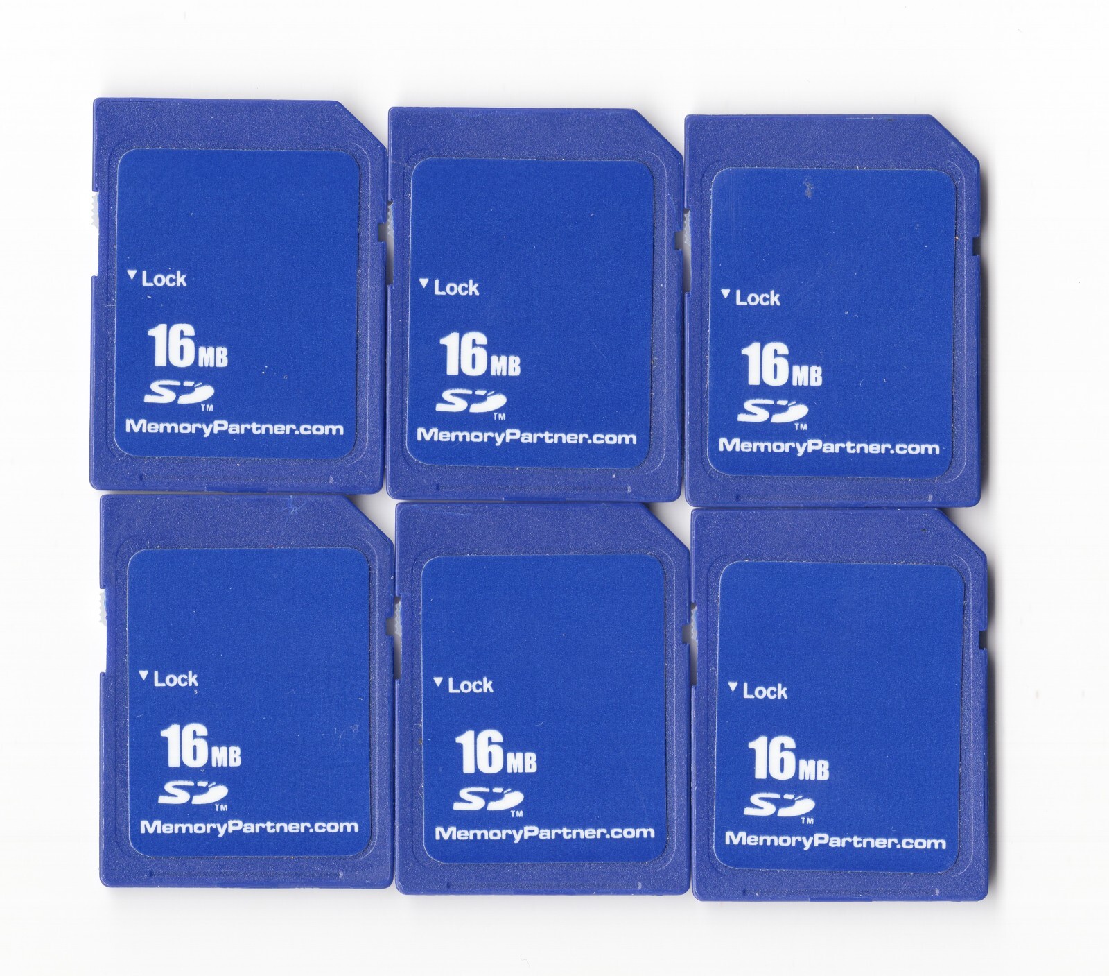 Lot Of 6x MemoryPartner.com 16MB MEGABYTE SD Memory Cards