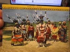 N8 NEW MEXICO Old Postcard Native American Indian Apache Dance Mescalero Res.