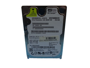 250 GB SATA WD WD2500BEVS - 22UST0 S/N: WXE907529257 2,5 ZOLL #NFP913