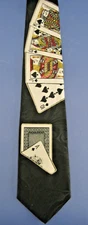Steven Harris Mens Necktie Black Red Yellow White Poker Royal Flush Cards Spades