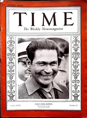 Time Magazine April 26, 1937 Cuba's Boss Fulgencio Batista, Complete Magazine