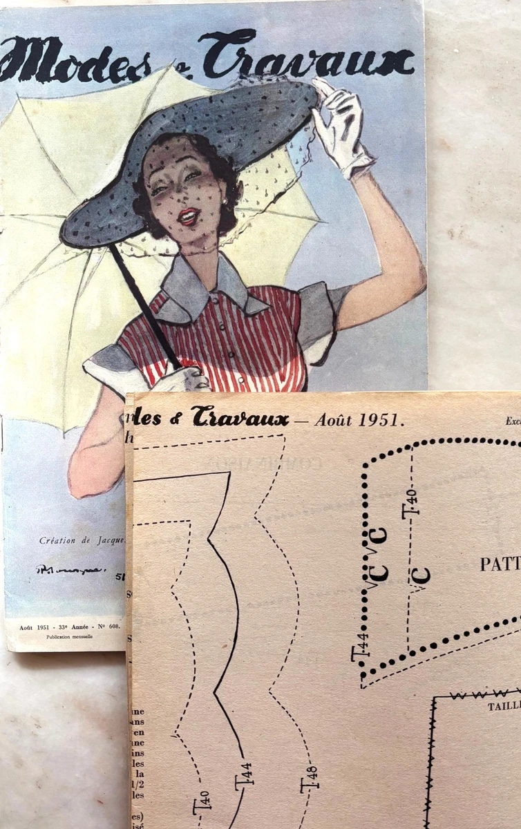 Lot de 15 patrons de couture ancien Modes et Travaux