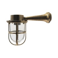 AußEnlampe Wand E27 IP64 H: 18 Cm Glas Messing Massiv Maritim Leuchte Hof