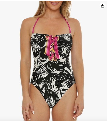 Trina Turk Lennox Bandeau Lace Up One Piece Swimsuit 14 NWT $172 - Picture 1 of 1