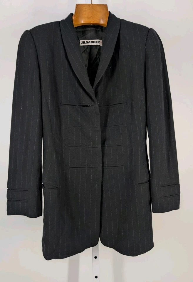 Blazer Chaqueta Larga Jil Sander Vintage Avantgarde Rayas Cicatriz 36 Alemania Crepé Foto 3 de 4