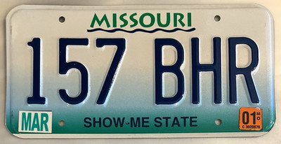 Missouri Show Me State ''Waterways'' Automobile License Plate - RANDOM SELECTION