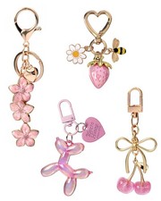 4 PCS Bag Charms for Handbags, Cute Cherry Keychain Purse Small, Pink