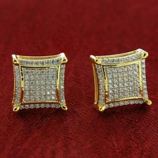 14k Two Tone Gold Plated 2.40Ct Round Cut Lab Created Diamond Women Stud Earring