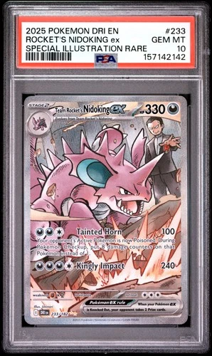 2025 POKEMON DRI EN-DESTINED RIVALS #233 TEAM ROCKET'S NIDOKING EX PSA 10