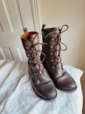 Pikolinos Le Mans Boots Womens Size US 9.5 - 10 EU 40 Tall Lace Up Gray Bohemian