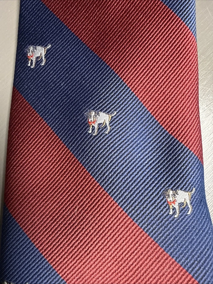 Corbata de cuello American Eagle para hombre roja azul a rayas Academia Preppy estampado de perro de lujo Foto 2 de 4