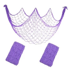2 Pack Fish Net Decorations - 80x40 Inch Fishing Net Large - 2 Pack Purple