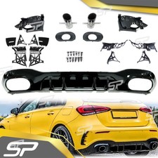 Schwarz Heckdiffusor mit Auspuffblenden f&uuml;r Mercedes A-Klasse W177 Schr&auml;gheck