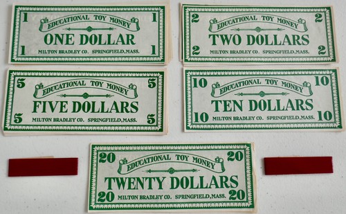 Vintage 1936 MILTON BRADLEY'S EDUCATIONAL TOY MONEY AND THE GAME OF BANKING Nice - Picture 8 of 23