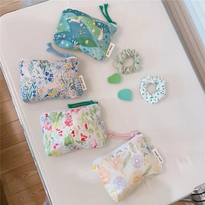 Mini Make-up Tasche Blumen Baumwolle Damen Reise Accessoire Damen