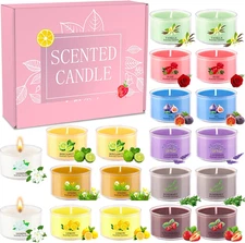20 Pack Scented Candles, 1.6oz Mini Jar Holiday Gift Set with 10 Fragrances & Co