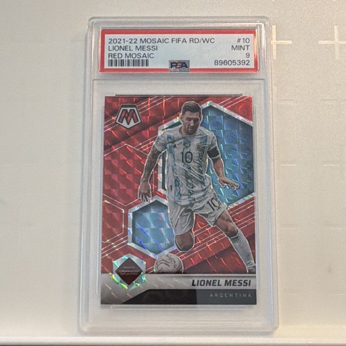 Panini 21-22 Mosaic FIFA Road to World Cup Lionel Messi Argentina #10 Red PSA 9