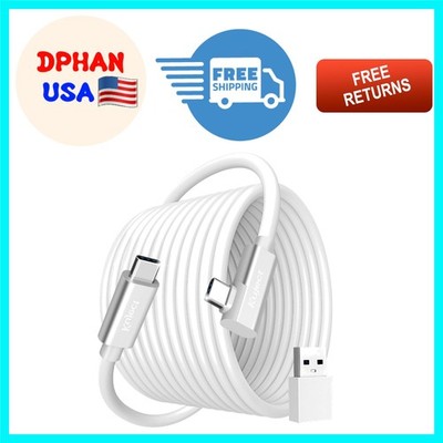 High-Speed 16FT USB-C to USB-C VR Cable for Quest, Steam & Rift S Gaming