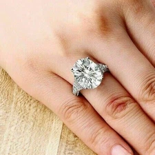 3.10 Ct Oval Cut Moissanite Cluster Wedding Ring 14K White Gold Finish