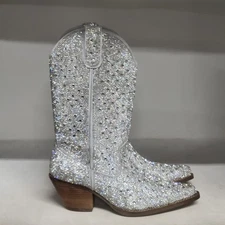 Dingo Silver Dollar Western Boot Silver Womens Size 8M (READ DESCRIPTION)