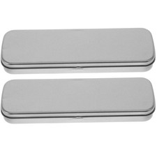 2 Pcs Organized Pencil Case Metal Stationery Pouch Organizer with Lid