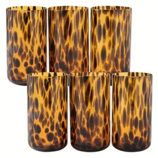 Thyme & Table 20 fl oz Brown Tortoise Glasses, Set of 6