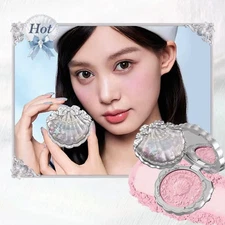 Flower Knows Pearl Shell Shape Velvet Embossed Blush Matte Finish Buildable Blen