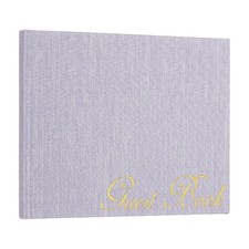 Elegant Guestbook, 9"x7" Fabric Wedding Guest Book, Light Purple