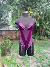 Vintage 90s 1998 Victoria s Secret Purple Velvet Lace Lingerie Bodysuit