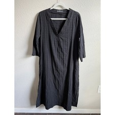 Pomander Place Tuckernuck Black Carolina Caftan Maxi Dress Women's L Cotton