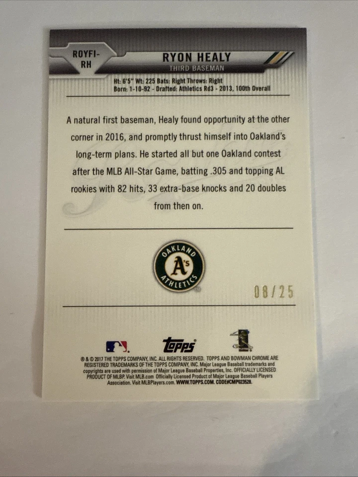 Bowman Ryon Healy Roy Favorites RC Mojo Refractor Orange 2017 #Royfi-RH/25 Foto 4 de 4