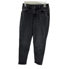 American Eagle Womens Size 4 Black High Rise Mom Jeans Tapered Leg Denim