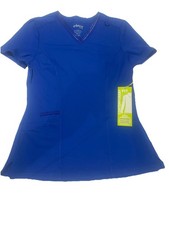 Urbane Impulse Womens Scrub Top SZ Small Blue V-Neck 360 Stretch Contemp Fit NEW