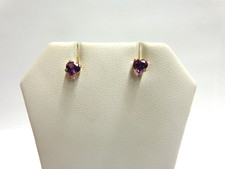14kt yellow gold heart shaped amethyst earrings post bks wgt.06 tcw .70