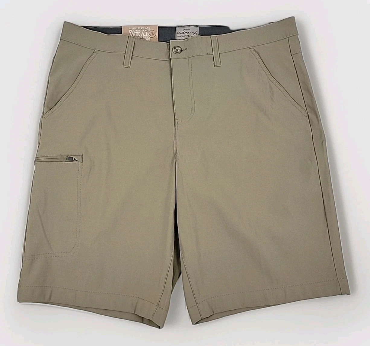 Weatherproof Vintage Mens 38 Performance Stretch Travel Shorts 10.5" Cargo Khaki
