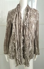 Fete Issey Miyake Taupe Gray Pleated Crinkled Velour Jacket Size 2/M