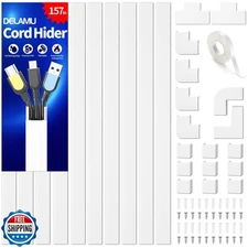 Delamu Cord Hider, 157in Wire Covers for Cords on Wall, Premium Cable Hider C