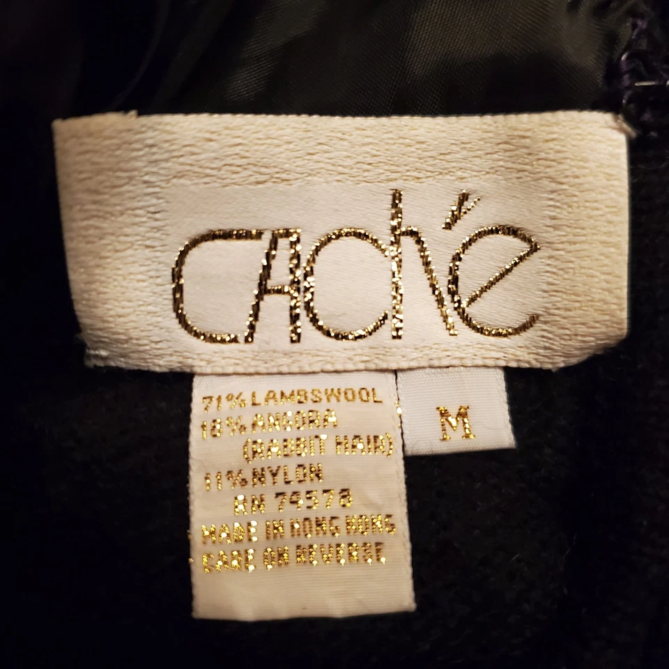 Suéter de Lujo Vintage CACHE Lana Cabello de Conejo Negro Dorado Brillante Talla Mediana Usado en Excelente Condición Foto 2 de 4