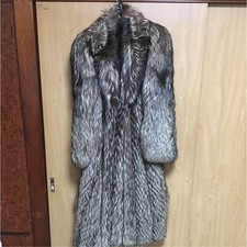 Silver Fox Fur Coat Size L by Saga Fox Luxury Fashion Auth