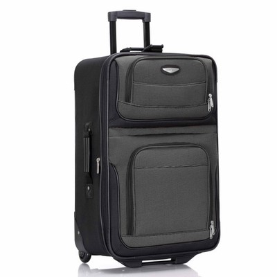 25 Inch Softside Expandable Rolling Luggage Gray Spinner Travel Bag