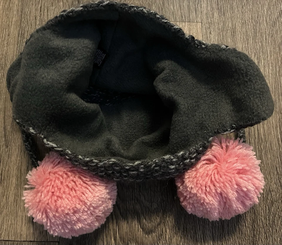 Andes справедливой торговли ручной работы новый с Ярлыками синий и розовый вязаный чулок шляпа с ушами - Изображение 4 из 4