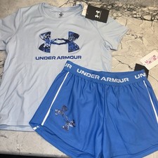 Under Armour Youth Girls Blue Athletic Outfit Summer Set NEW