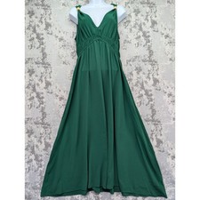 Cupshe Women's Green V Neck Ruched Empire Waist Maxi Dress Medium