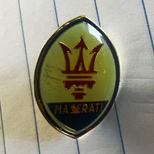 Maserati Trident VINTAGE Logo Blue Border Enamel Pinback Lapel/Hat Pin Badge