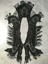 Victorian mourning shoulder shawl w/ Huge Faceted Jet Jewels  beaded sunbursts