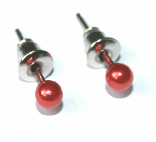 Boucles D'oreilles Créoles Dorées Avec Pierre Rouge - Bijoux D'occasion En Très Bon État