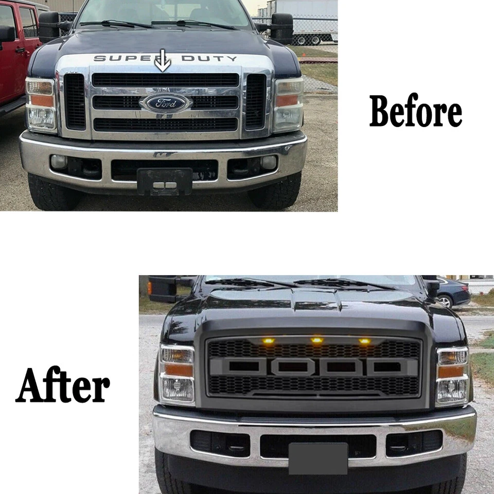 Grill for 2008-2010 Ford F250 F350 Super Duty Front Bumper Grille Mesh W/Letters - Image 3 of 4