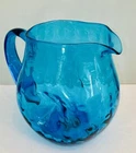 Blenko 6916 Dot Coin Pitcher 1969 Turquoise Blue Glass 7 cup Capacity